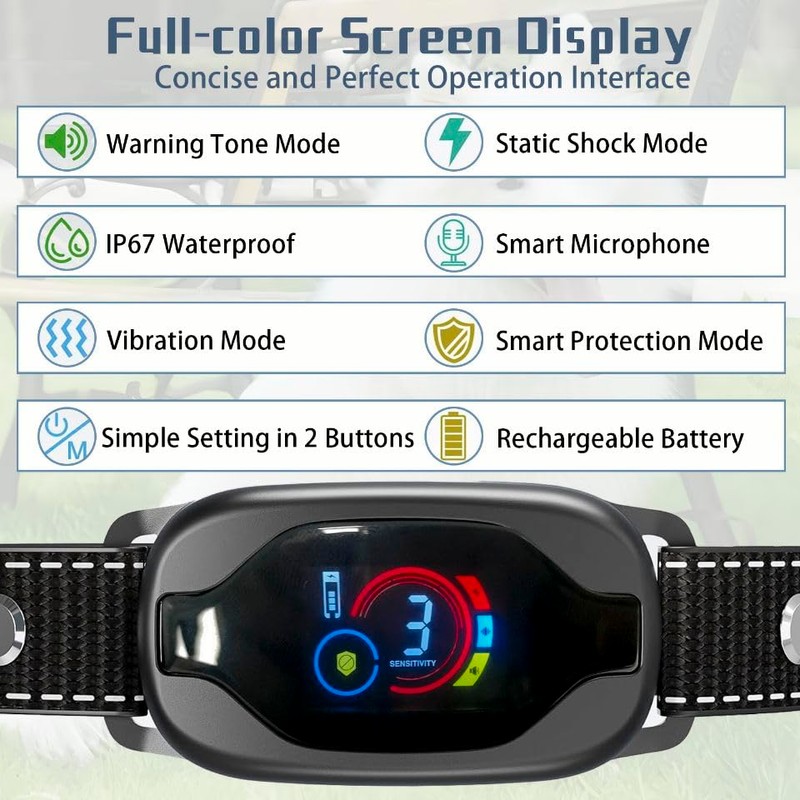 Screen Barking Device Charging Waterproof Pet Shock Collar Automatic Barking