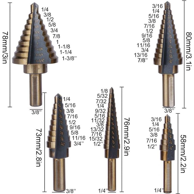 Broca Escalonada HSS Conica Acero Rapido Taladro Metal Madera Doble