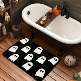 Casasphere Ghost - Alfombra de baño antideslizante, lavable a máquina, alfombra gótica de 31 x 20 pulgadas, para puerta delantera, recámara, cocina