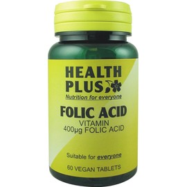 Health Plus Folic Acid 400µg : Pre-Conceptual Vitamin B Supplement : 60 Tablets, in a Planet-Friendly 99% Recycled Pot