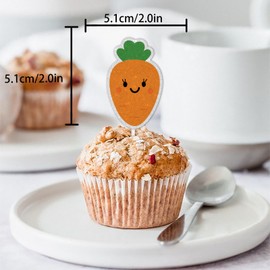 18pcs Orange Glitter Cute Carrot Dessert Cupcake Topper Funny Vegetable Theme Decor Supplies Baby Shower Boys Girls Happy Birthday Party Decorations