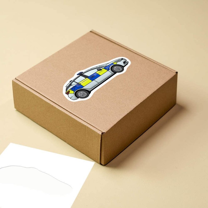 Medium 100mm 'UK Police Car' Permanent Sticker Decal for Cars/Windows/Bins/Walls