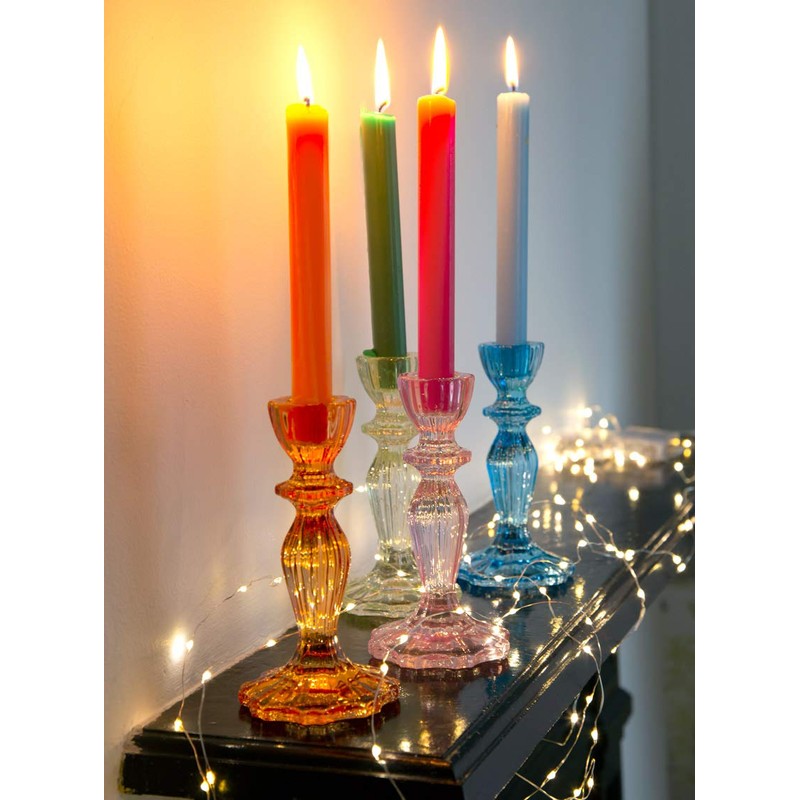 Talking Tables Boho Orange Glass Candlestick Holder, One Size,Glass Candle