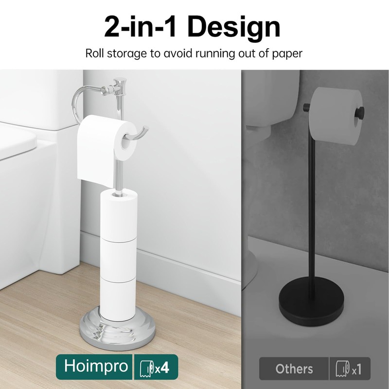Hoimpro 25" Toilet Paper Holder Free Standing, Floor Bathroom Toilet