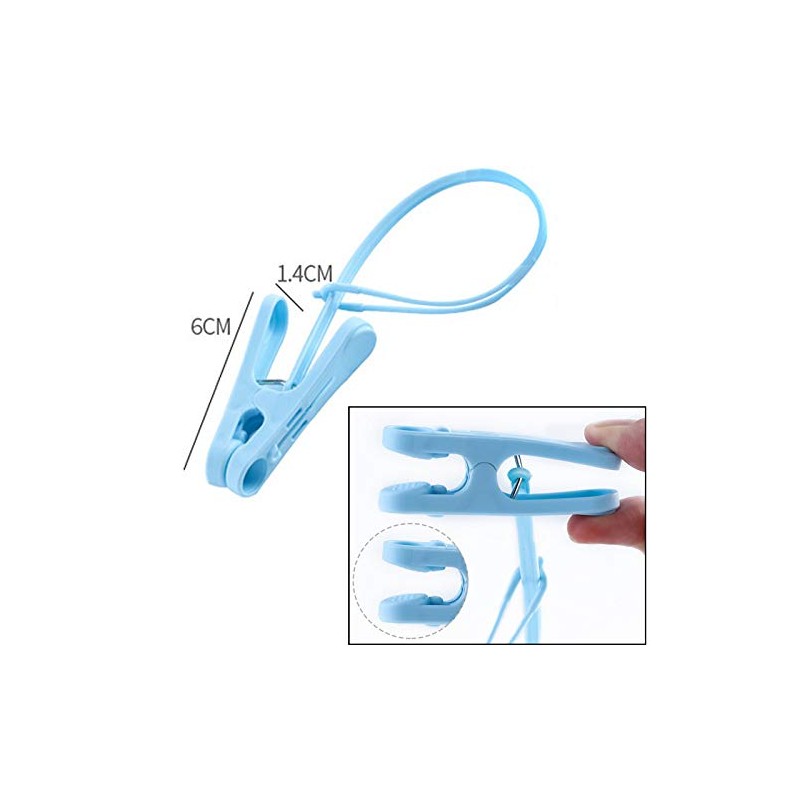 Foshine 24 Pack ClothesPins with Plastic Rope, Clothesline Drying Clothing