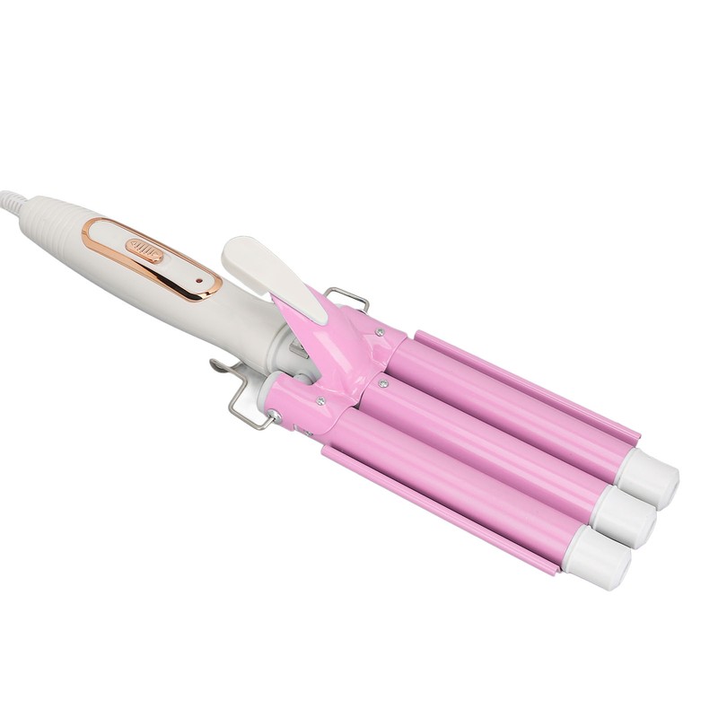 3 Barrel Curling Iron Wand Ceramic Glaze Coating Adjustable Frizz