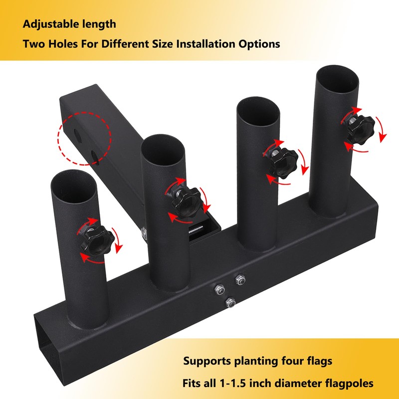 VANROUG Upgrade Hitch Mount 4 Truck Flag Pole Holder,Fishing Rod
