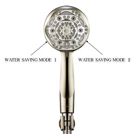 Couradric Handheld Shower Head, 7-Function High Pressure Shower Head with Brass Swivel Ball Bracket and Extra Long Stainless Steel Hose, Brushed Nickel, 4"