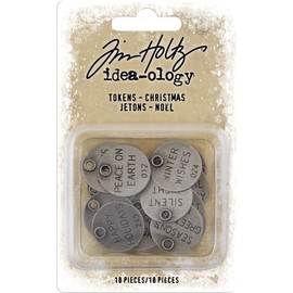 Tim Holtz - Advantus TYPED Tokens IDEA-OL, Antique Nickel Christmas Words 1", One Size