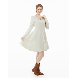 miccostumes Women's Medieval Underdress Long Sleeve Linen Blend Renaissance Dress Cosplay Costume (grey-brown, XL)