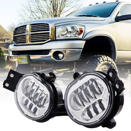 BICYACO New Version LED Fog Light for Dodge Ram 1500 2002-2008 Dodge Ram 2500/3500 Pickup Truck 2003 2004 2005 2006 2007 2008 2009-1 Pair Chrome Dodge Ram Fog Lights