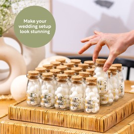 Ethisa Just Married Glass Jars - Wedding Favors for Guests Bulk 50 Pack and Table Centerpieces for Reception - Mr and Mrs After Dinner Buttermints Candy Storage Bottles - Thank You Souvenirs