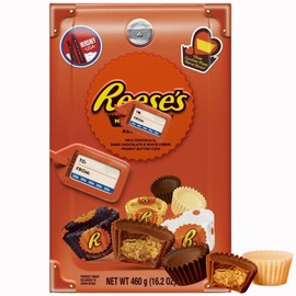 Reese Peanut Butter Cups Assortment Gift Box, Individually Wrapped Milk, Dark and White Chocolate Miniatures, for Sweet Travel Gifting