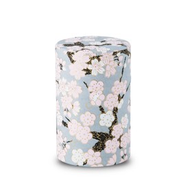 NOREN Tea Canister (Yuzen Washi paper), 3.5oz Size, Made in JAPAN, with Includes Inner Lid of Airtight, Damp-Proof, Kitchen Jar for Coffee, Tea, Spice and More (Plum and Sakura/Gray)
