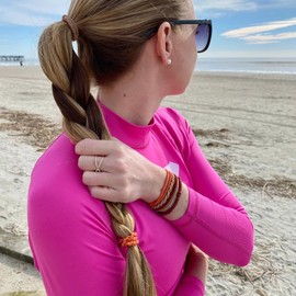 Carolina Bands Bracelet Hair Ties for Women, 12 Pc. Set, Soft Braided Boho Fashion for Beach, Fitness, Travel, and Designer Styles, Cute Elastic Stretch Fit (Sand, Garnet, Orange)