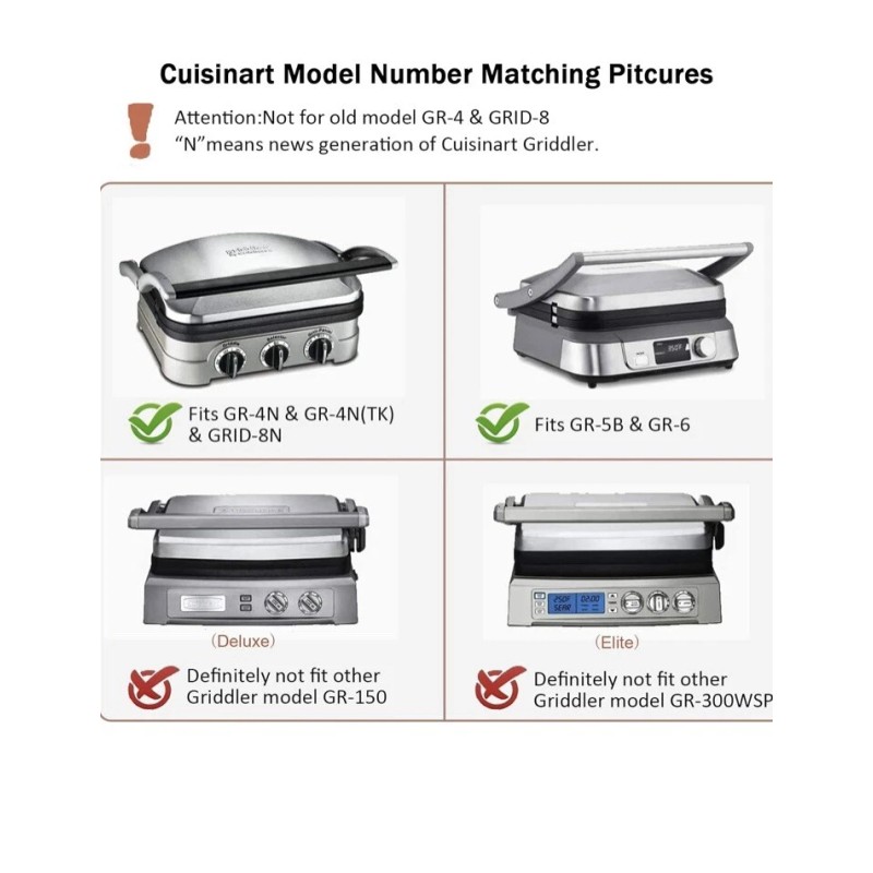 FOCOllK Griddler Plates Replacement for Cuisinart Griddler GR-4NP1 5-in-1,as Cuisinar...