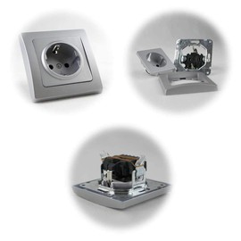 Delphi LED Dimmer with Earthing Contact Socket, Silver, UP