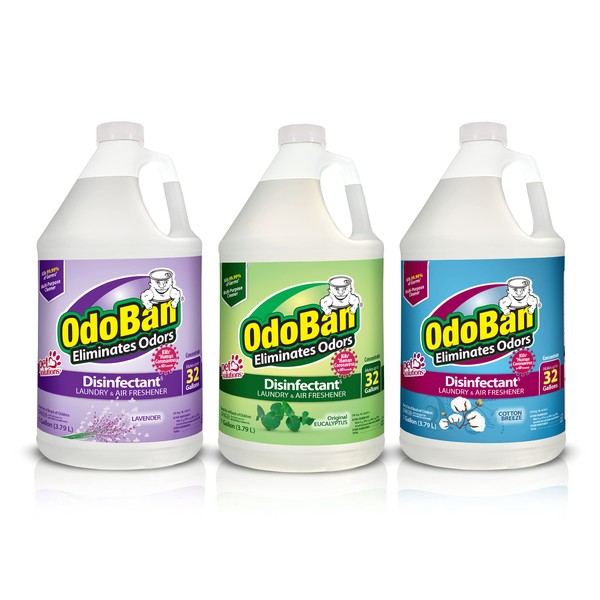 OdoBan Disinfectant Concentrate and Odor Eliminator, 3 Gallons, Original Eucalyptus, Lavender and Cotton Breeze Scents