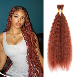 XIIMENALU Kinky Straight Wavy Braiding Hair for Boho Braids, Wet and Wavy Bulk Hair for Braiding, No Weft, Yaki Straight Bulk Hair for Micro Braiding, Rebundle Braids (350#, 20 Inches (1 Pack (2