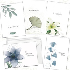 LifeDesign 5 x Sympathy Cards with Envelope, Elegant, Condolence Cards with Envelope, High Quality, Modern & Sensitive, Condolence Cards, DIN A6 Folding Cards, Sympathy Cards Set, 5 Pieces, Express