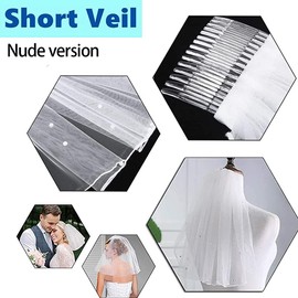 SEMINISMAR Brautschleier mit Haarkamm Einsteckkamm JGA Junggesellinnenabschied Hochzeit Schleier Tüll Brautkleid Schleier Kurze Brautschleier Kamm Braut Fee Hochzeit Zubehör Tüll