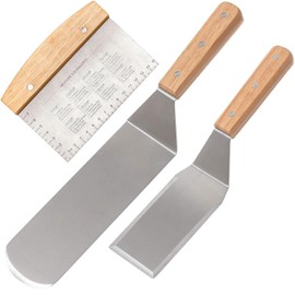 Lmoszuak Professional Stainless Steel Spatula Set - Pancake Flipper - Hamburger Turner and Griddle Scraper(3pcs),Suitable for Frying Steak, Frying Hamburgers,Fish,Pancakes, Vegetables, etc