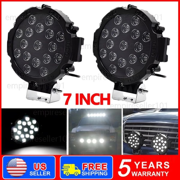 Unbranded Pair 7 Inch LED Pods Work Light Bar Round