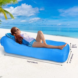 Outplea Aufblasbares Sofa für Land und Wasser, Luftsofa Faltbar Leicht, Aufblasbare Couch mit Tasche, Camping Sofa Für Garten Strand Picknick, Outdoor und Indoor, Blau