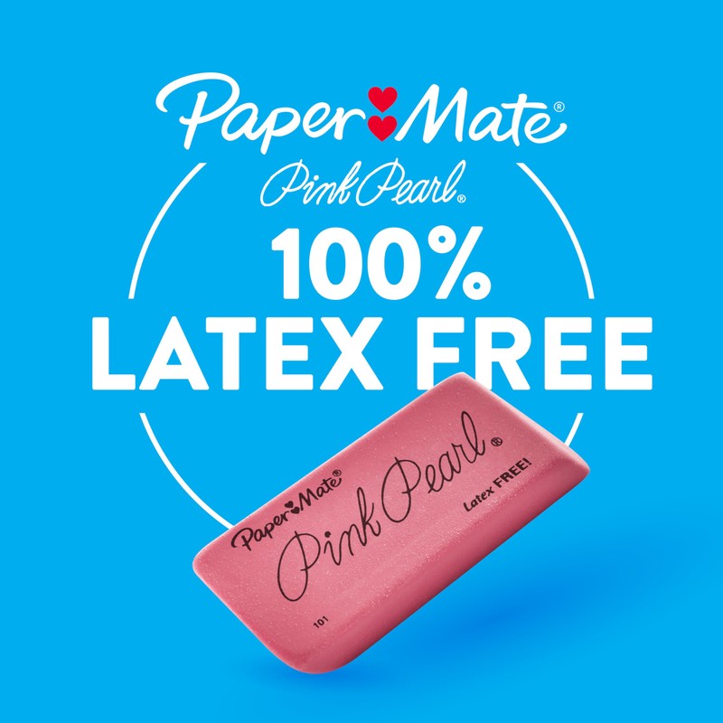 Paper Mate Erasers, Pink Pearl, 12 Count - Latex Free