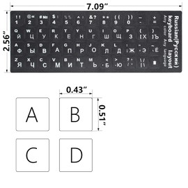 2Pcs Russian Keyboard Stickers for PC Computer Mac Laptop Desktop Keyboard, Russian Keyboard Replacement Stickers, White Font Black Background
