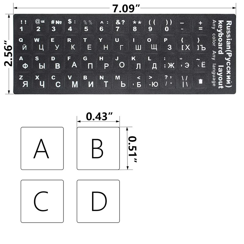 2Pcs Russian Keyboard Stickers for PC Computer Mac Laptop Desktop