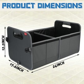 austoces Car Trunk Organizer With Soft Cover and Storage Bin Essentials Collapsible Organization Accessories for SUV/Sedan Grey