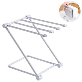 Worktop Towel Rack, Freestanding Towel Stand with Four Rails Vertical Foldable Plastic Towel Holder Bathroom Kitchen Washbasin