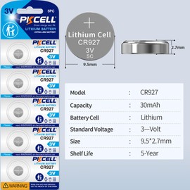 PKCELL 10Pcs CR927 3V Lithium Battery CR927 Battery