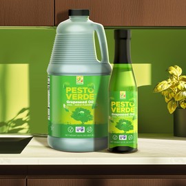 Garlic & Basil Flavored Grapeseed Oil Grapeseed Oil – 64 oz Bulk Bottle | Flavored Oil for Cooking, Roasting, and Meal Prep | High Smoke Point | Plant-Based, Non-GMO, Gluten-Free, Heart-Healthy Kitchen Staple