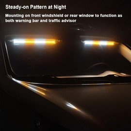 WOWTOU 2 in 1 192-LED Amber White Emergency Strobe Light Bar for Trucks Snow Plows Construction Vehicles Safety Warning, Car Windshield Rear Window Directional Flashing