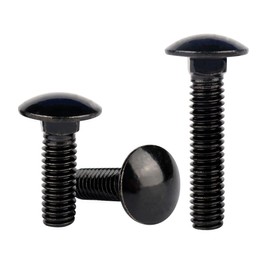 VAMUOEFL 1/4-20 x 1/2" Carriage Bolts Screws Black Finish, Round Head Square Neck, 304 Stainless Steel 18-8, UNC Full Machine Coarse Thread, 20Pcs