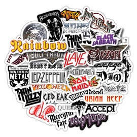 BulbaCraft Heavy Metal Band Sticker Pack, Rock Stickers - 35 Pieces, Strong Adhesive & Waterproof Vinyl Stickers for Laptop, Metal Bands