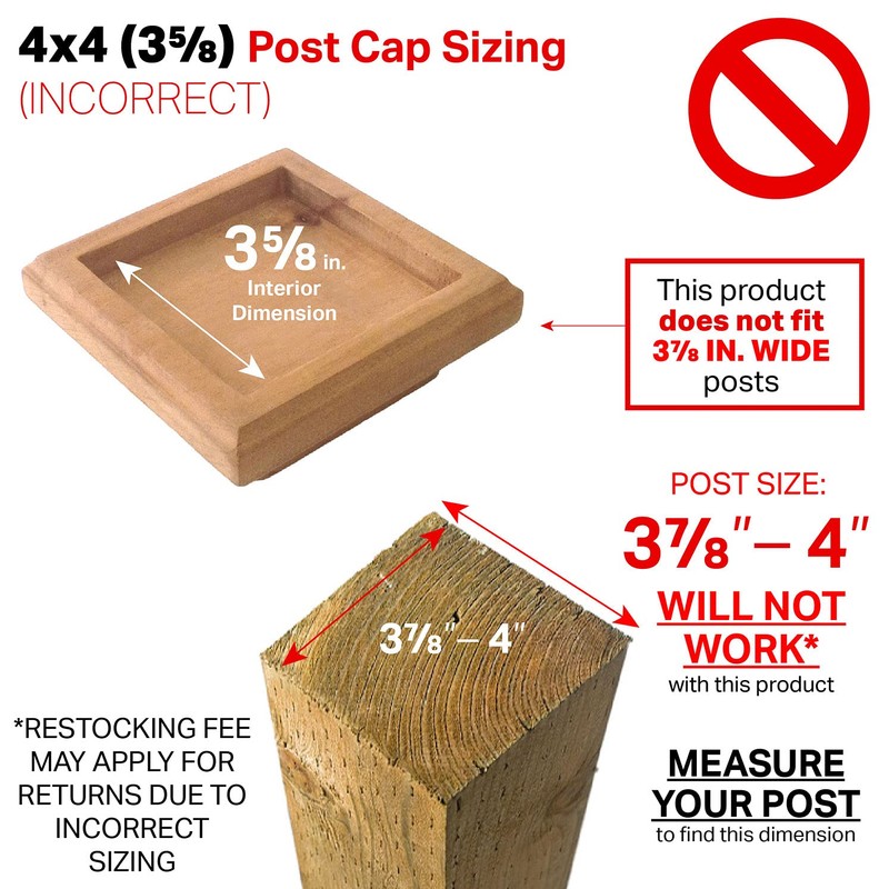 4x4 Traditional Flat Wood Post Caps (5-Pack) - One-Piece Miterless