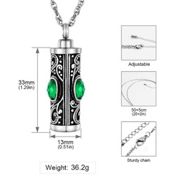 XIUDA Crystal Cremation Urn Necklace for Ashes Keepsake Cremation Jewelry for Human Ashes Stainless Steel Memorial Pendant with Flower