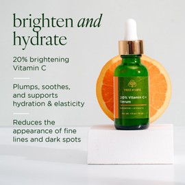 Tree of Life Beauty Hydrating Facial Serum - Super 20% Vitamin C+ with Vitamin E - Brightening & Smoothing for Dry/Sensitive Skin - Anti-Aging & Dark Spot Treatment - 1 Fl Oz