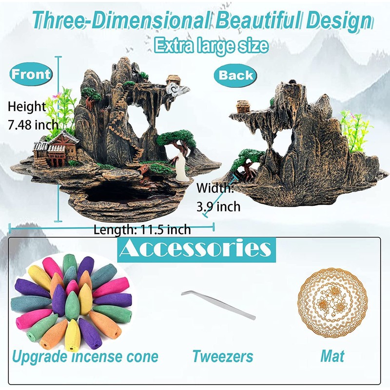 Zvaiuk Mountain Waterfall Incense Burner，Backfall Incense Holder River, Incense Falls