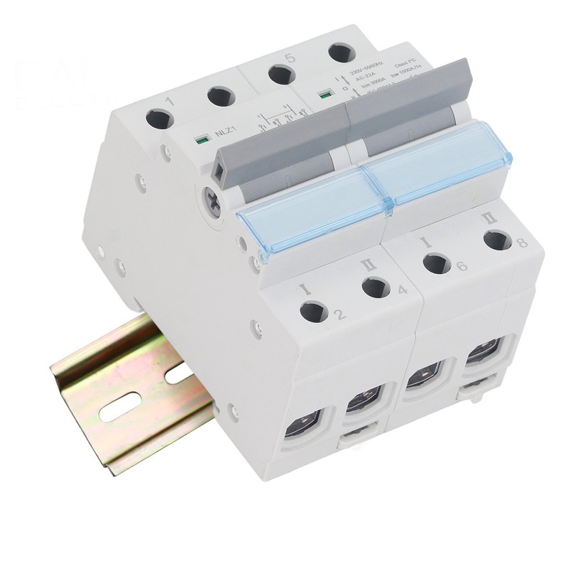 Dual Power Manual Transfer Switch 230VAC 2 Poles DIN Rail