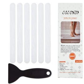 24 Pcs Cinta Antideslizantes para Baño,Pegatinas Antideslizantes para Bañera Y Escalera, Transparentes Y Autoadhesivas,Muy Adecuadas para Cocina Y Baño,con Espátula (Blanco)