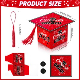 Graduation Party Favor 36 PCS Graduation Candy Boxes Red and Black Class of 2025 Congrats Sweet Chocolate Gift Box with Tassels for Graduation Party