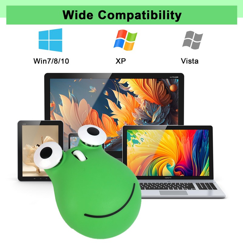 Wireless Mouse Bluetooth Cute Animal Green Frog Shaped Mouse with
