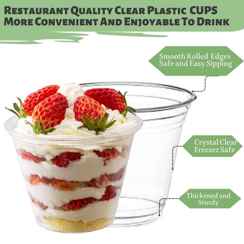 Artpreti 50 Pack 9 oz Clear Plastic Cups - Disposable