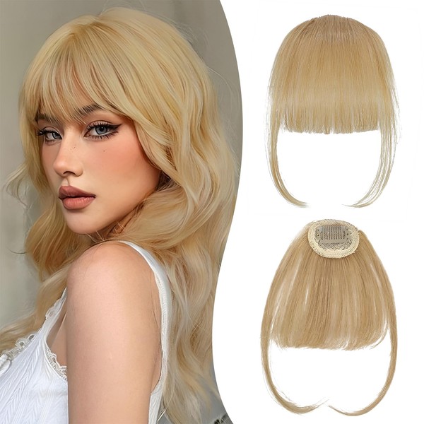 mtuihfo Clip in Fringe,Human Hair Fringe Clip in Hair Extensions,Bangs