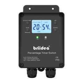 Briidea Heavy-Duty Countdown Timer Switch for Motors and High-Power Equipment, Digital Backlit Display, 20A/2HP, Adjustable Cycles, Supports Seconds/Minutes/Hours, 120-240V