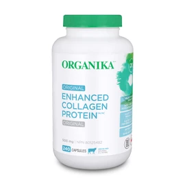 Organika Enhanced Collagen Protein Capsules - For Healthy Hair, Skin, Nails, Joints - Hydrolyzed For Better Absorption – Grass-Fed, Non-GMO - 240 Capsules